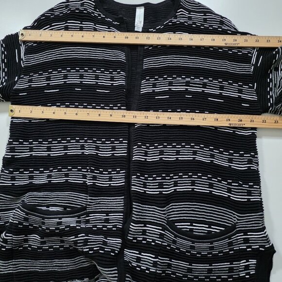 Marla Wynne Cardigan Womens L Black White 3/4 Sleeve Slouchy Cottage Lagenlook - Picture 5 of 16